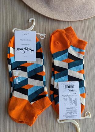 Шкарпетки короткі чоловічі happy socks помаранчеві лабіринт демісезонні, помаранчевий 2701410
