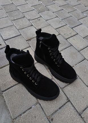 Зимние ботинки натуральная замша