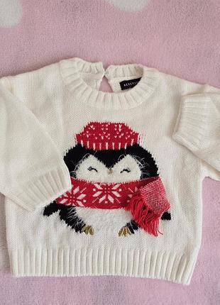 Свитер кофта рождественская новогодняя для мальчика девочки 62 см 3 мес стан нового