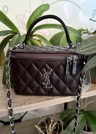 Сумочка ysl коричнева крос-боді стьобана