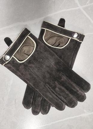 Перчатки короткие замша винтаж