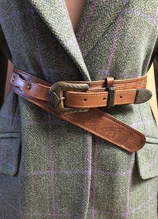 Ремень с оригинальной застёжкой кожа винтаж