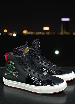 Шкіряні високі кросівки philipp plein оригінал