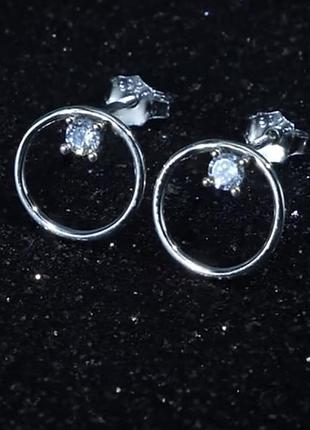 Ніжні срібні сережки з цирконом!