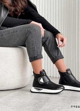 Ботинки женские diana черные, натуральная кожа зима