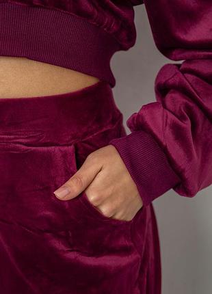 Спортивный костюм женский велюровый цвет бордовый 244r9135