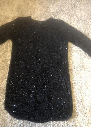 Тепла кофта подовжена з паєтками