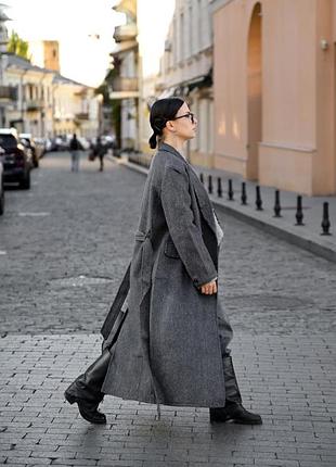 Женское шерстяное пальто oxford серое вт68057(31 - 01)