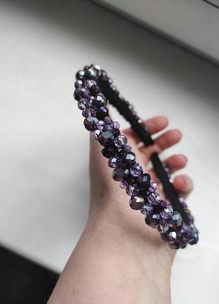 Обруч из бусин, ободок из бусин, обруч из бусин, обруч из ронделей, обруч из бусинок