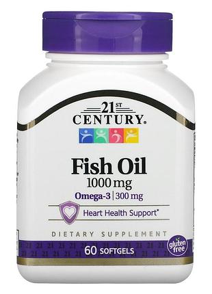 Рыбий жиp и омега-3 21st century fish oil 60 капсул
