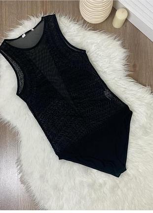 Чорний боді сіточка , святковий бодік