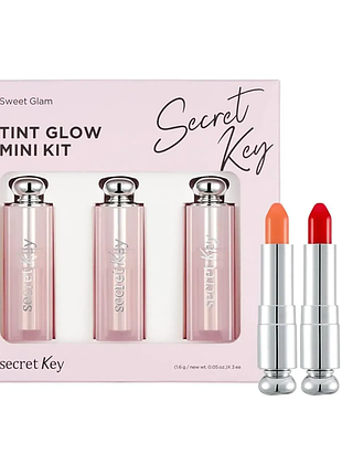Набор увлажняющих мини-тинт-бальзамов ssret key sweet glam tint glow mini kit, 1.6 г * 3 шт
