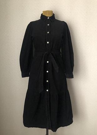 Черное платье рубашка с оборкой от oliver bonas, размер 38 eur