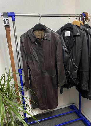Вінтажне жіноче шкіряне пальто vera pelle плащ ретро натуральна кожа 1.3