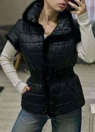 Жилетка, безрукавка з хутром норки