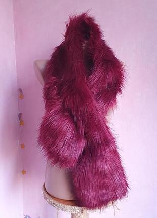 Бордовый ек мех шарф -воротник, утяжка