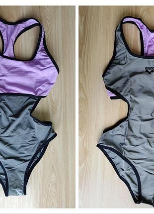 Женский двусторонний слитный купальник arena w duo reversible racer back one piece shark-provenza-black