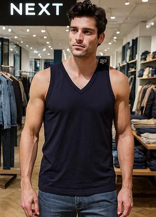 Майка чоловіча next нова темно синя xl бавовна/modal