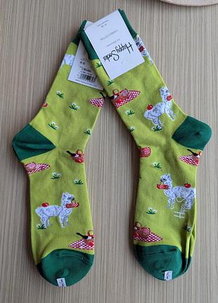 Шкарпетки чоловічі happy socks зелені лама демісезонні, зелений 2701482