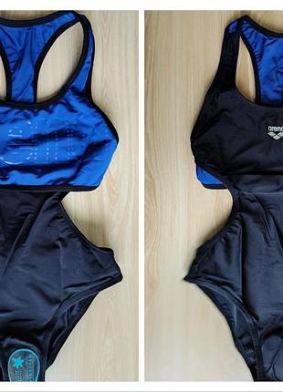 Женский двусторонний слитный купальник arena w duo reversible racer back one piece black-neon blue-black