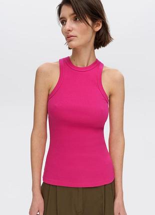 Майка женская малиновая в рубчик базовая jul хлопок женская футболка