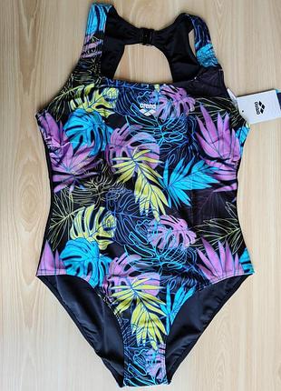 Женский слитный купальник arena w shiny o black one piece plus black-multi