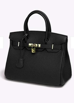 Сумка з натуральної зернистої шкіри в стилі біркін розмір 30×22×16 см