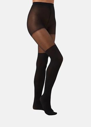 Колготки vero moda з ілюзією панчіх чорного кольору
