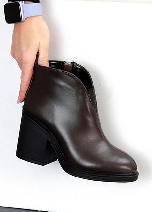 Ботильоны "sophie", шоколад, натуральная кожа, зима