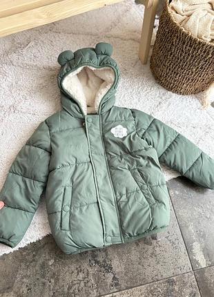 Курточка демісезонна з вушками пастельно зеленого кольору на 18-24 місяці