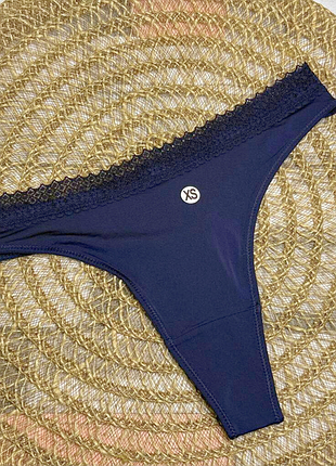 Арт.1046 труси жіночі стринги темно-сині  h&m.
