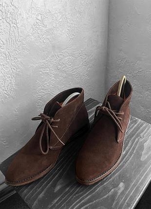 Ботинки коричневые ,  натуральная замша johnston & murphy