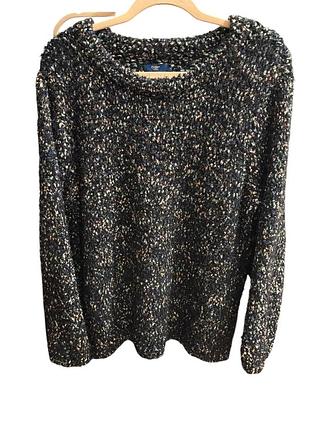 Теплий фактурний в’язаний светр у меланжі navy mix