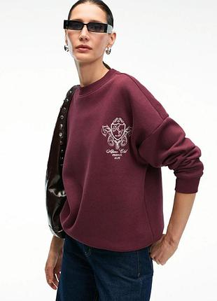 Світшот жіночий оверсайз, кофта oversize, реглан на флисе. свитшот кольору бургунді
