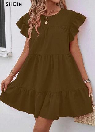 Свободное платье с круглым вырезом и рукавами-крылышками в стиле беби дол shein