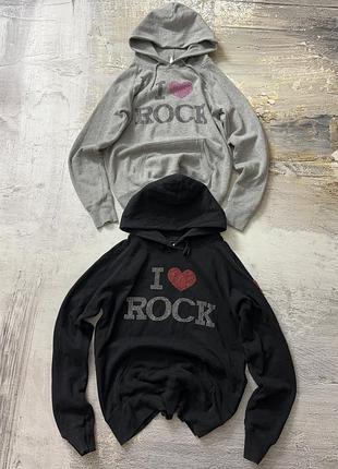Худі рок fishbone емо i love rock y2k вінтажне в стрази череп неформальне кофта