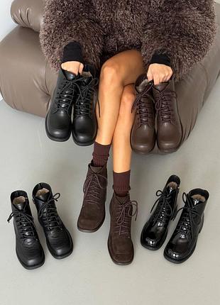 Черевики натуральна шкіра/ замша/ лак італія