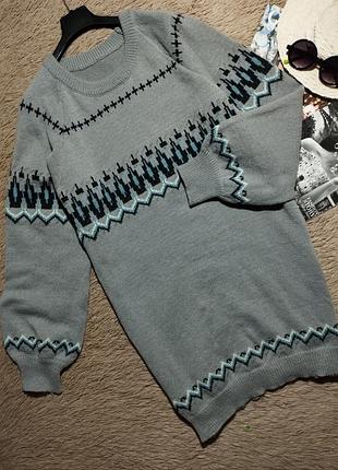 Хорошее платье-свитер оверсайз с объемными рукавами/платье/туника