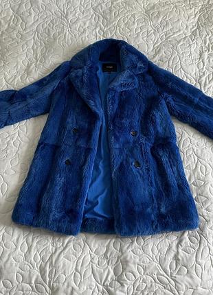 Плюшева шубка maje, абсолютно нова, в глибокому синьому кольорі, розмір 38