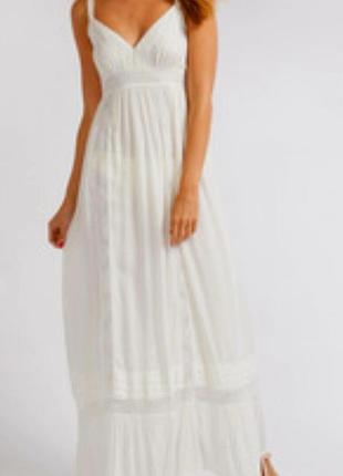 Белый сарафан макси  натуральный котон м размер.