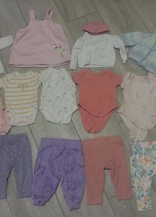 Великий лот/набір одягу для дівчинки 0-3 місяці (боді, штанці, кофтинки) m&s, next, george