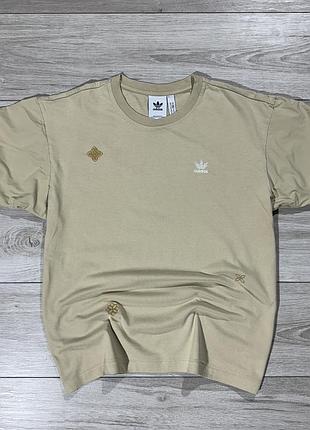 Лімітована оверсайз бежева футболка adidas like louis vuitton Black neylon, m, оригінал