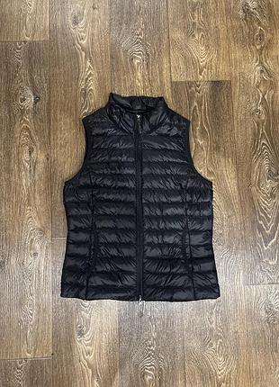 Жилетка пух синя і чорна