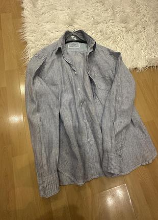 Рубашка 100% лен в полоску сорочка 100% льон у смужку