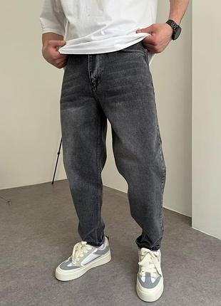 Джинси mom з цупкого деніму у сірому кольорі