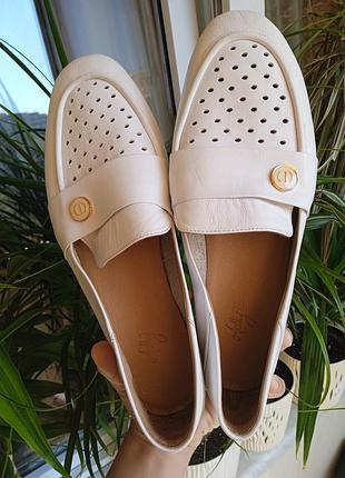 Женские белые кожаные мокасины molly bessa (слипоны) 42 размер