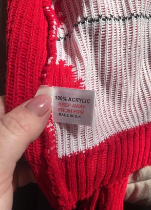 Светр з новорічним принтом, з оленями кофта на новий рік, червоний теплий светр