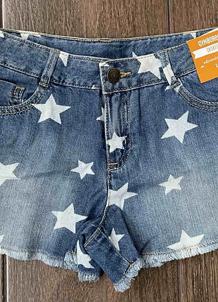 Джинсовые шорты gymboree размер 8-9 лет рост 137-148 см стильные легкие в звездочкуджимбори