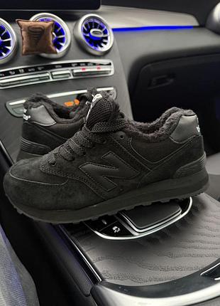 Кросівки чоловічі зимові new balance 574 winter fur black хутро