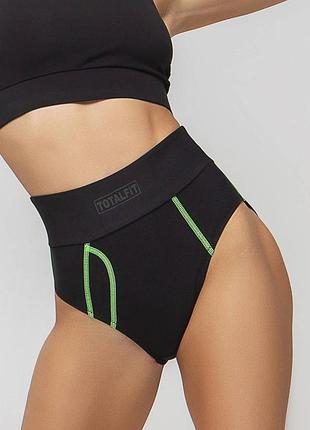 Totalfit tp11-s10/y29 термотрусы в черном цвете с салатной строчкой, размер s,m